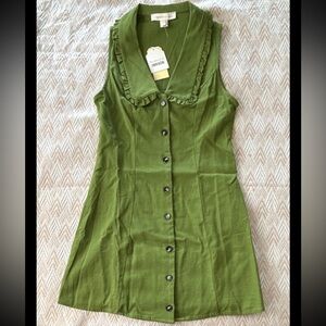 Monteau Olive Button-Down Midi Dress Size Small